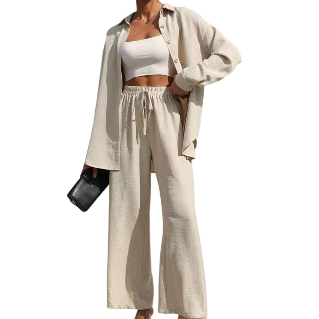 WYNN™ – Relaxed Sporty Button-Up Two-Piece Set