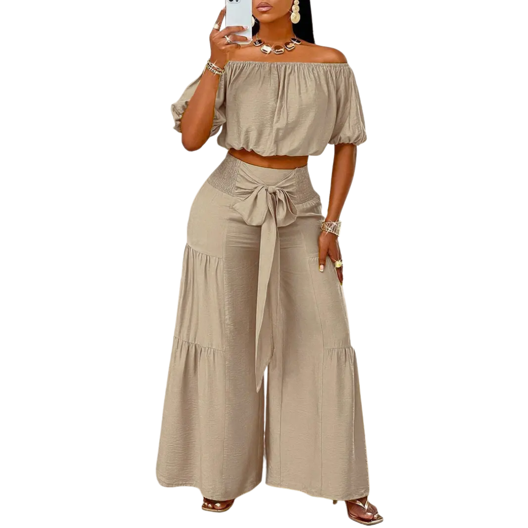 WAVRA™ – Breezy Off Shoulder Wide Leg Set