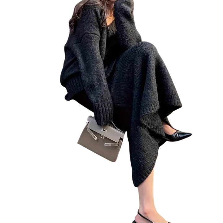 ELOWEN™ – Cozy V-Neck Knit Sweater Set