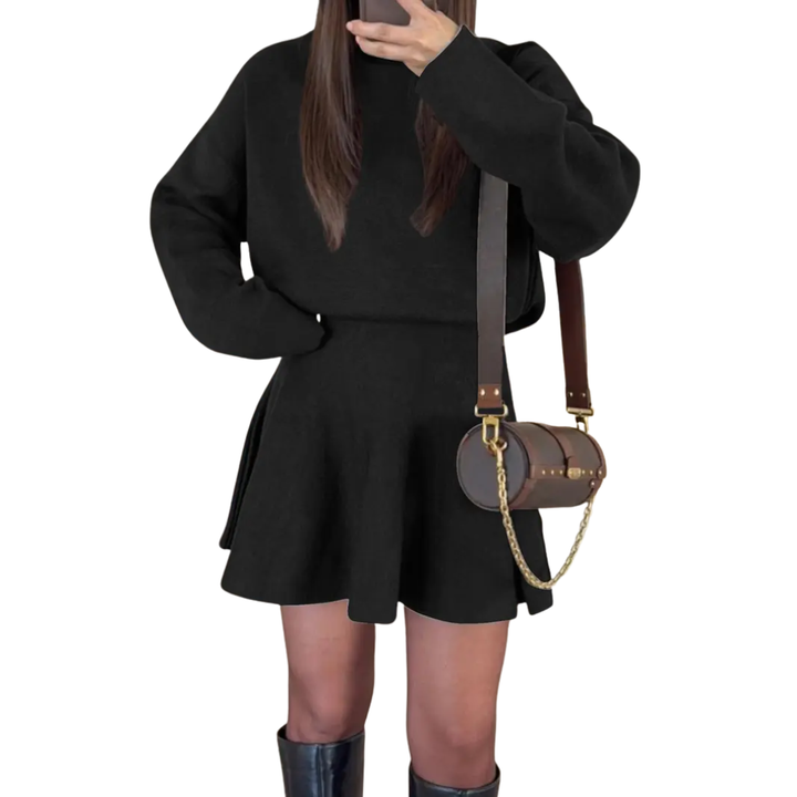 NELL™ – Cozy Mock Neck Knit Sweater Dress