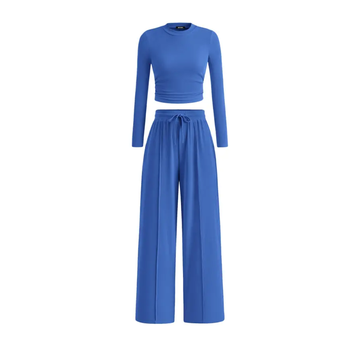 SOLÈNE™ – Ribbed Knit Crop & Wide Leg Lounge Set
