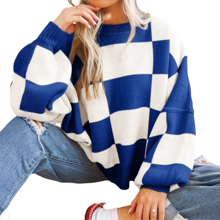 WREN™ – Cozy Plaid Drop-Shoulder Sweater