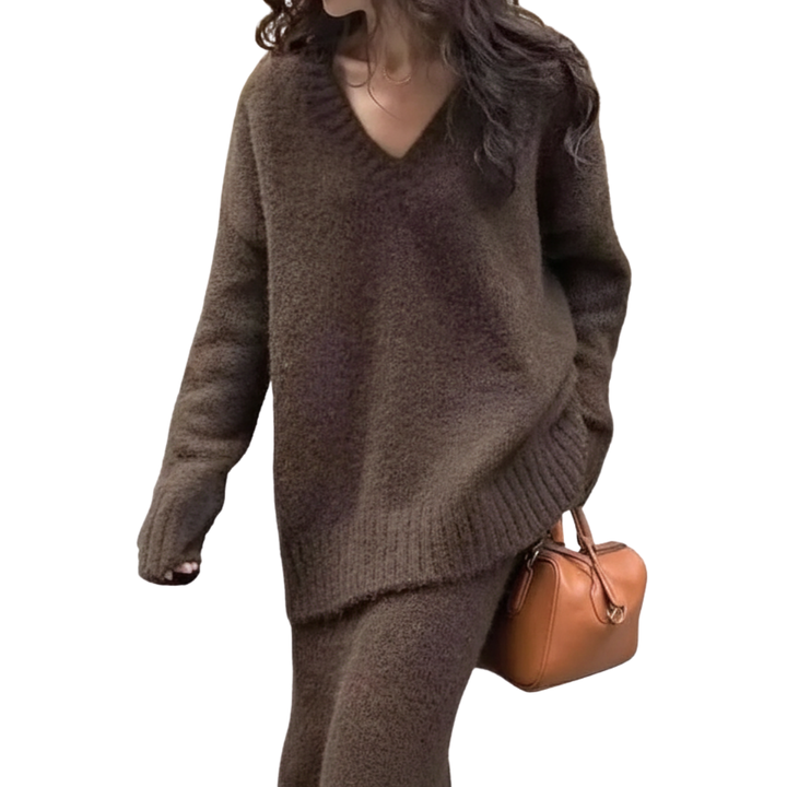 ELOWEN™ – Cozy V-Neck Knit Sweater Set