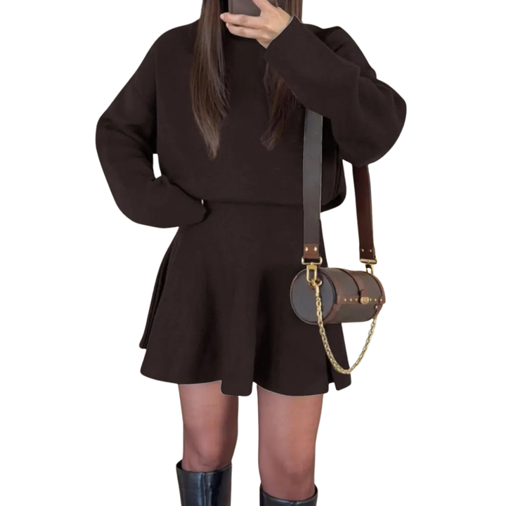 NELL™ – Cozy Mock Neck Knit Sweater Dress