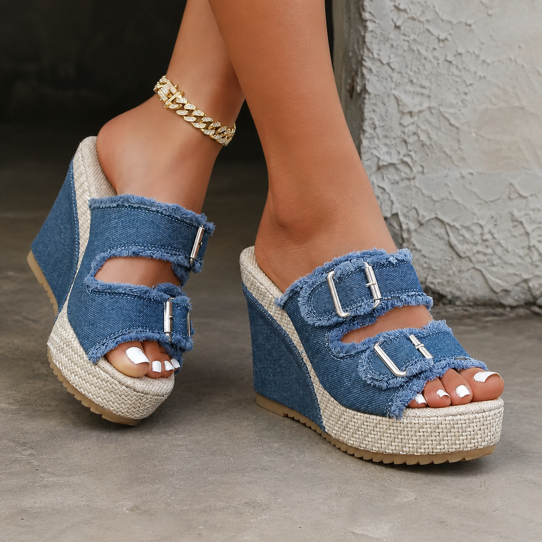 Amity - Fray Edge Wedge Sandals