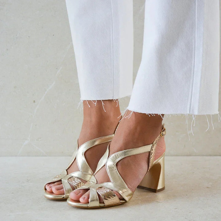 Kate – Glossy Cut-Out Peep-Toe Chunky Heels with Irregular Design – Byron Grace