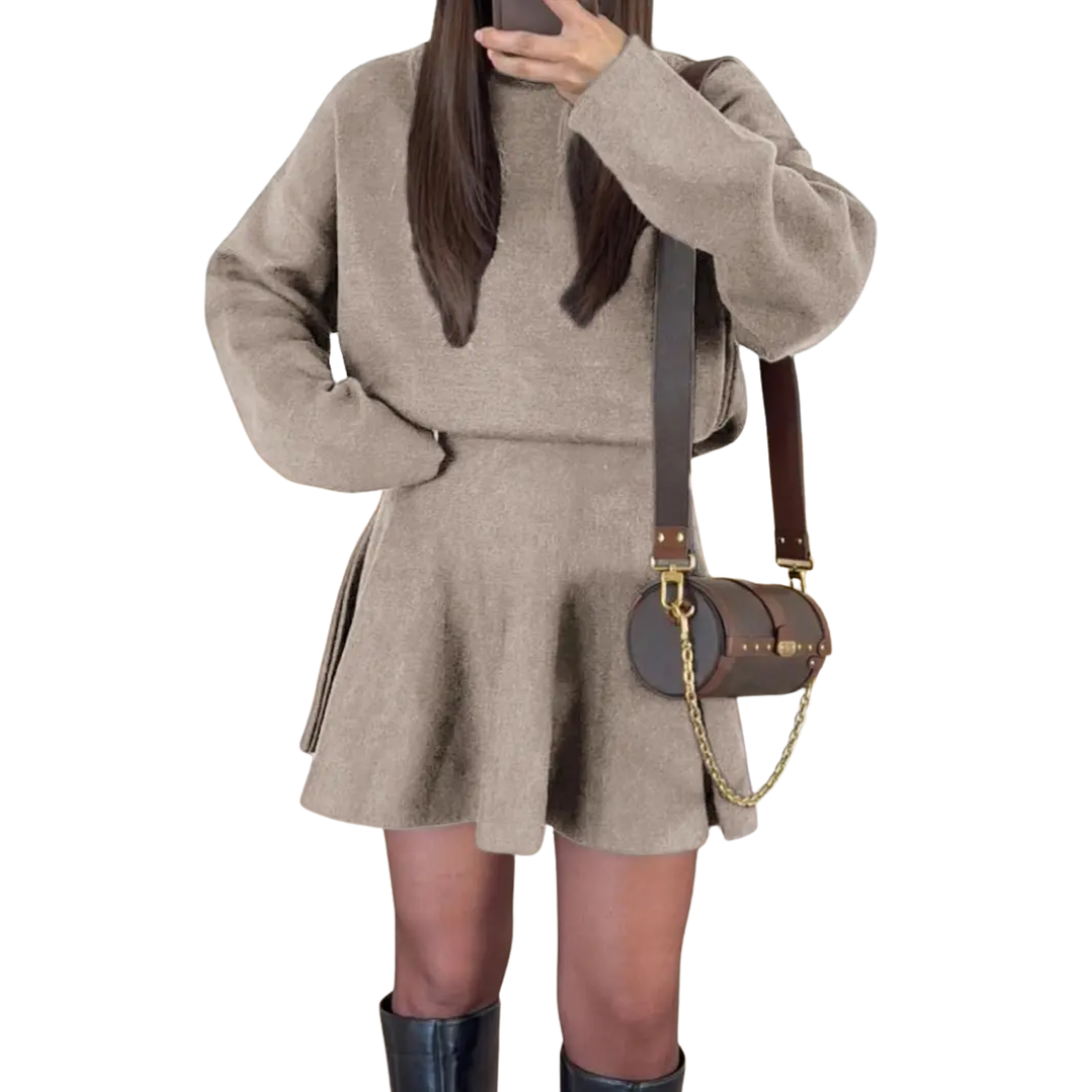 NELL™ – Cozy Mock Neck Knit Sweater Dress