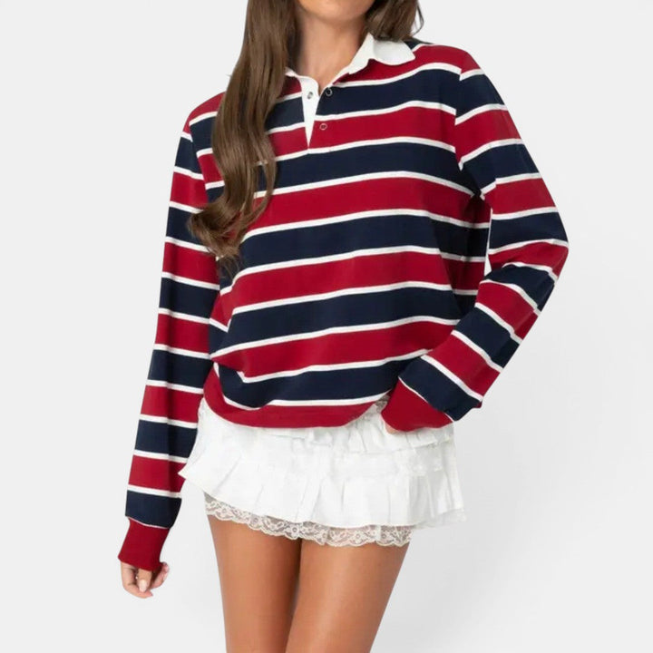 BRINDLE™ – Retro Striped Polo Collared Shirt
