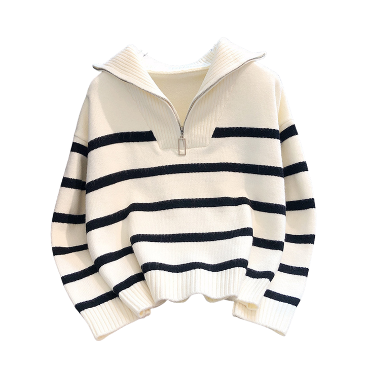 FARREN™ – Striped Contrast Half-Zip Sweater
