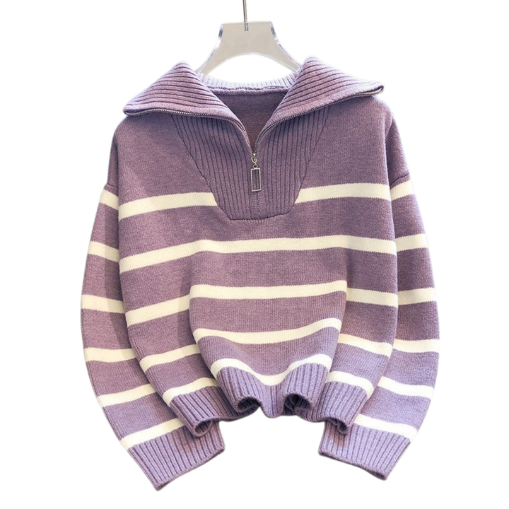 FARREN™ – Striped Contrast Half-Zip Sweater