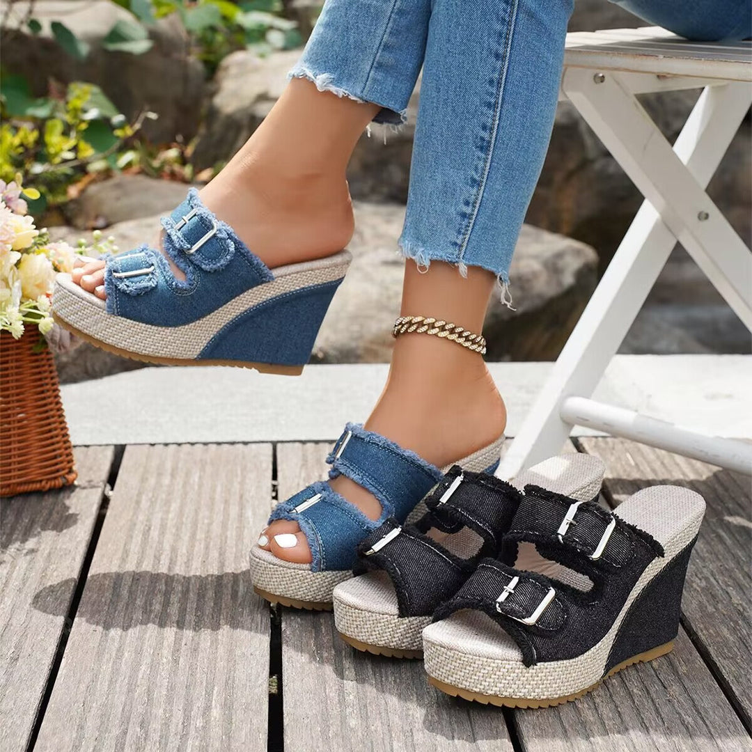 Amity - Fray Edge Wedge Sandals