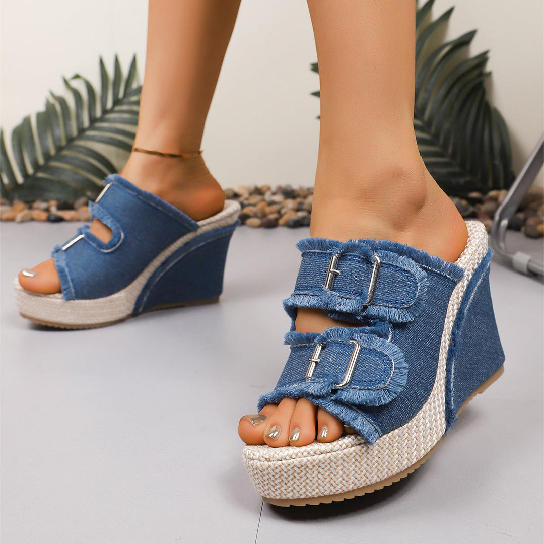 Amity - Fray Edge Wedge Sandals