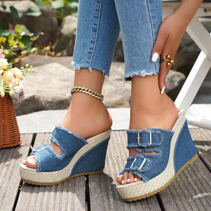 Amity - Fray Edge Wedge Sandals