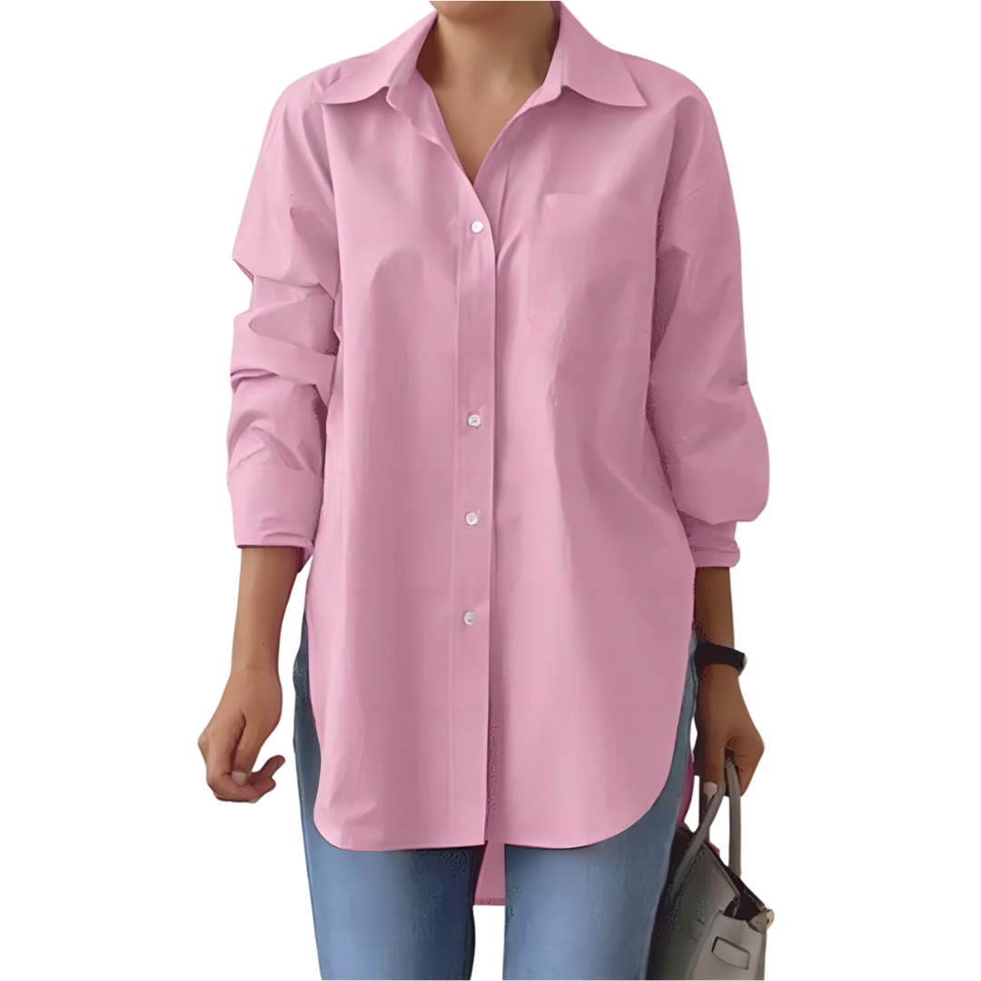 LENORA™ – Relaxed Collared Button-Front Shirt