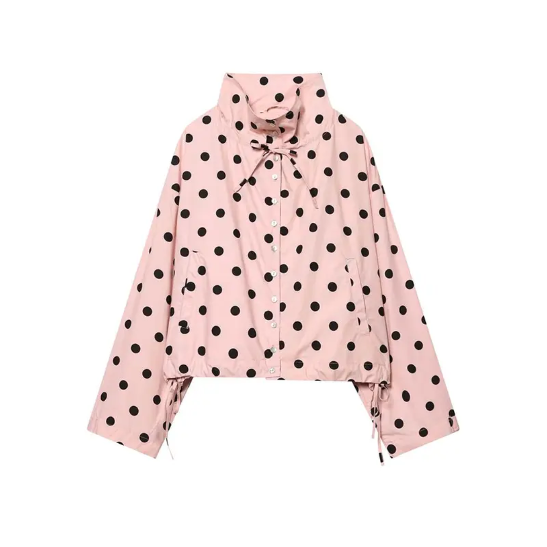 PENNIE™ – Polka Dot Stand-Collar Shirt