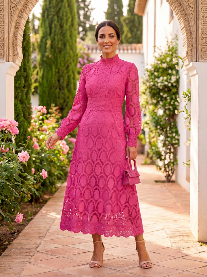 Ruby - Elegant Silk Carmona Dress