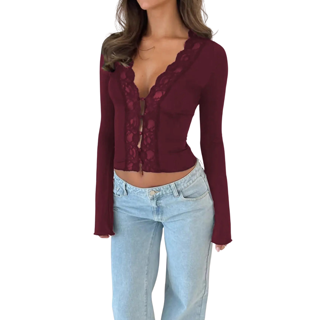 ROXANNE™ – Lace Cropped Cardigan Top