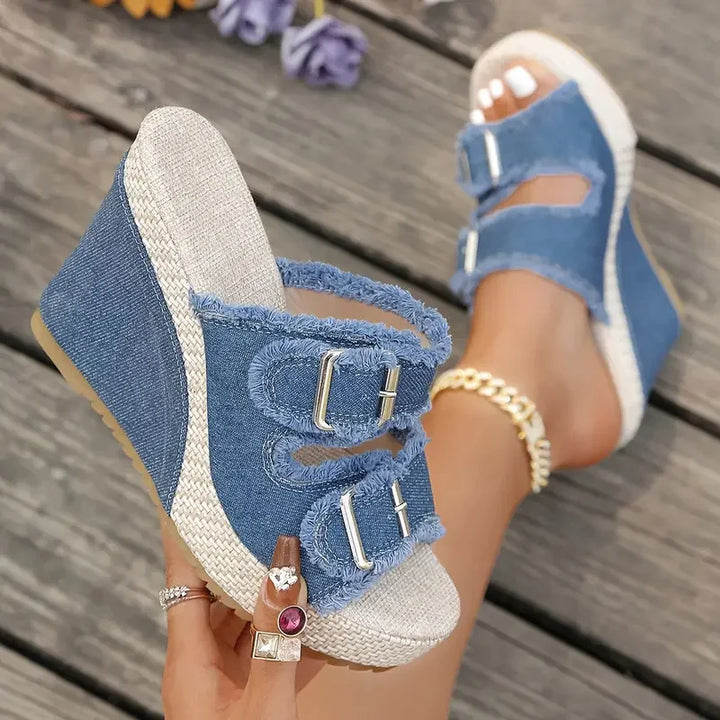 Amity - Fray Edge Wedge Sandals