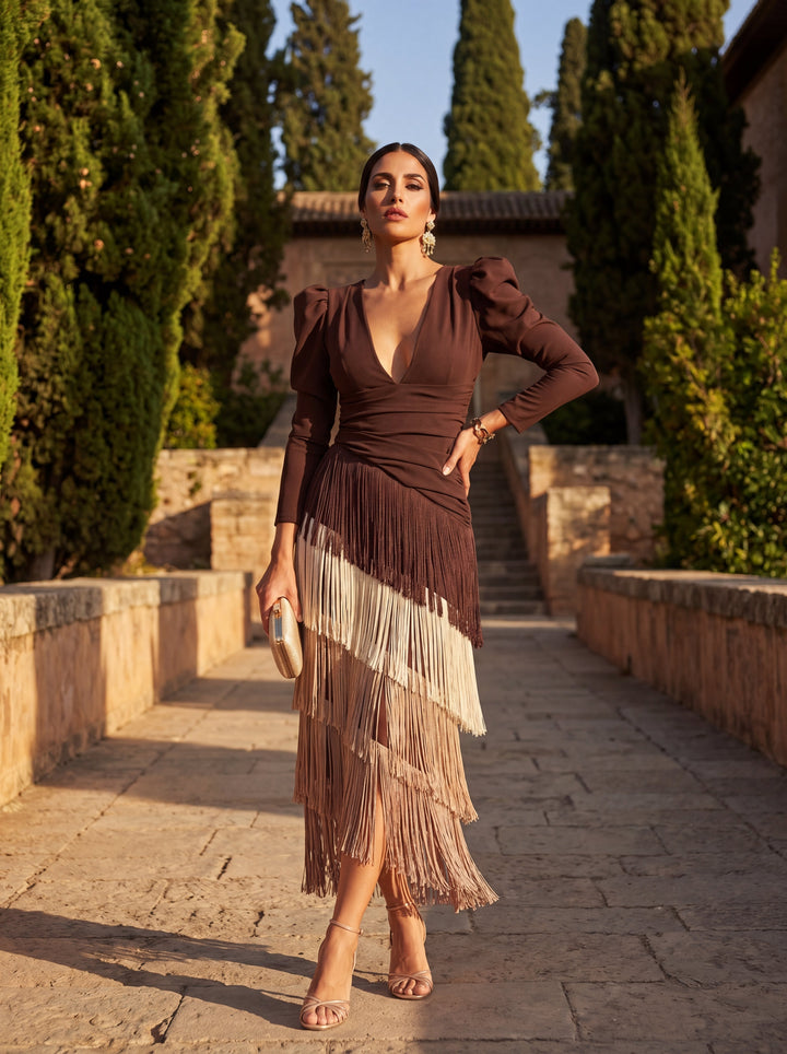 Willow - Elegant Flared Fringe Dress