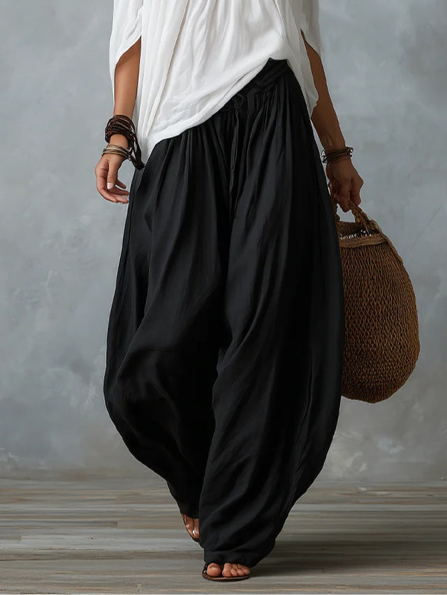 Tina - White Off-the-shoulder Top And Loose-fitting Lantern Pants Set