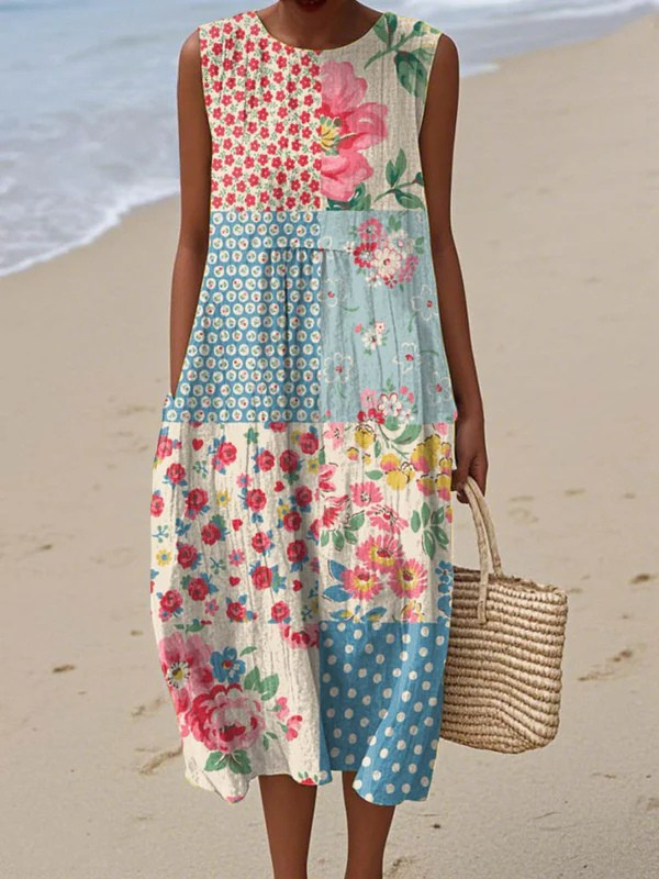 ANNA - Patchwork Midi Dress