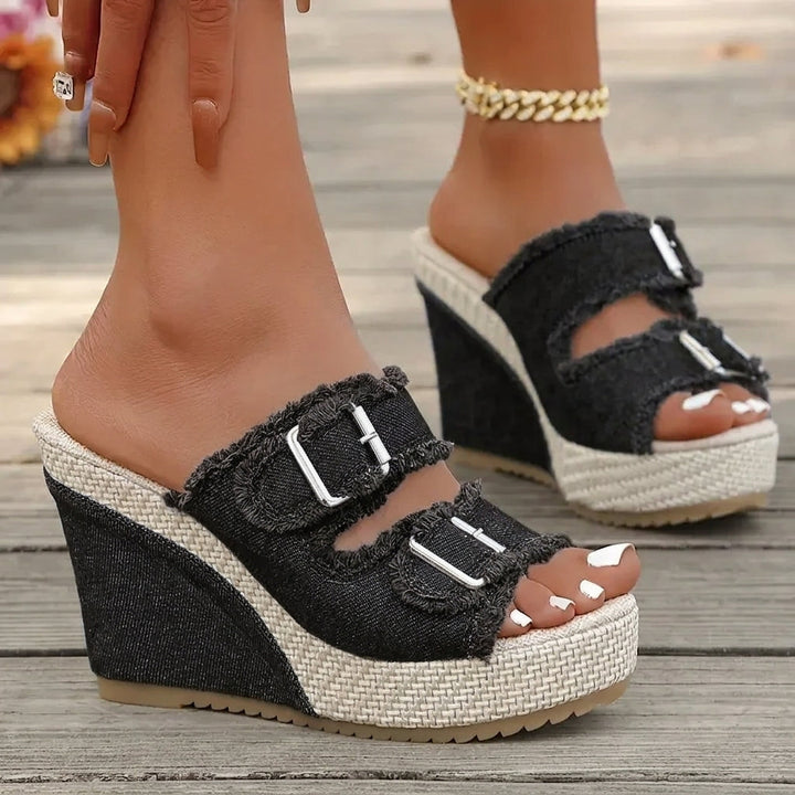 Amity - Fray Edge Wedge Sandals