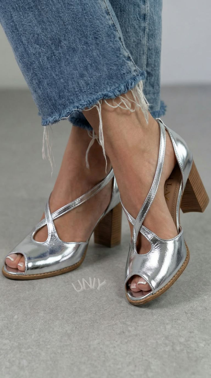 Wren – Blush and Pink Elegant Open-Toe Sandals with Criss-Cross Straps and Block Heel – Byron Grace