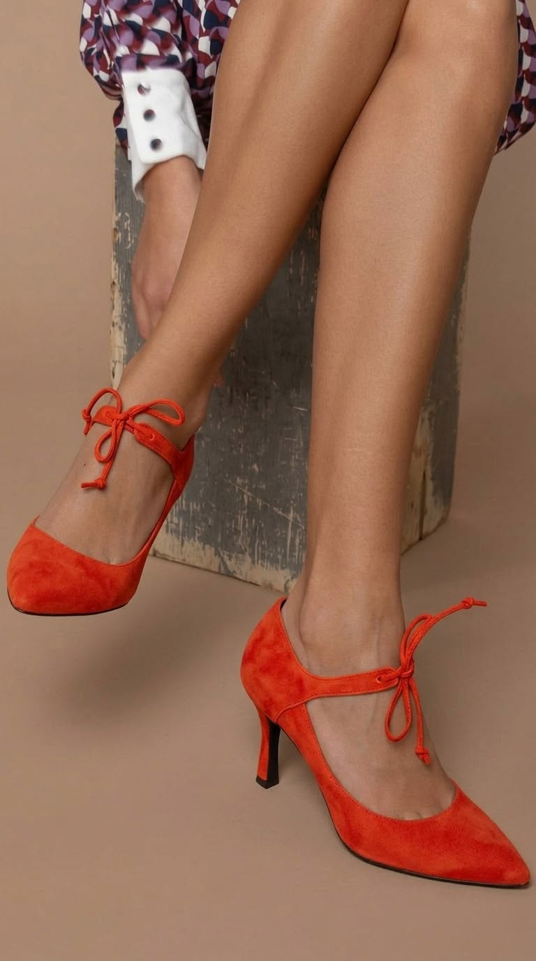 Ximena – Suede Pointed Pumps with Bow and Mid Heel – Byron Grace