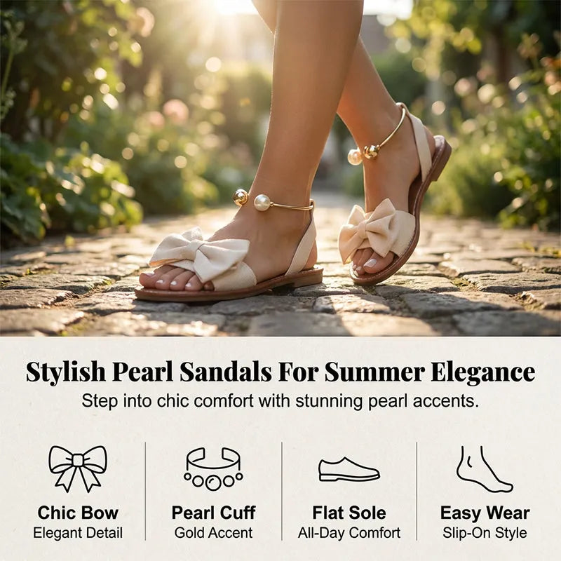 Cambria - Pearl Detail Strap Sandals