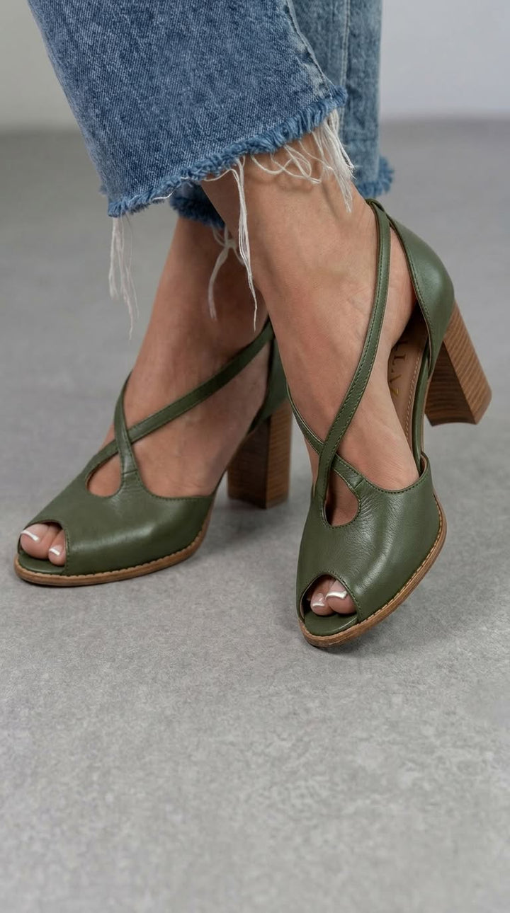 Wren – Blush and Pink Elegant Open-Toe Sandals with Criss-Cross Straps and Block Heel – Byron Grace