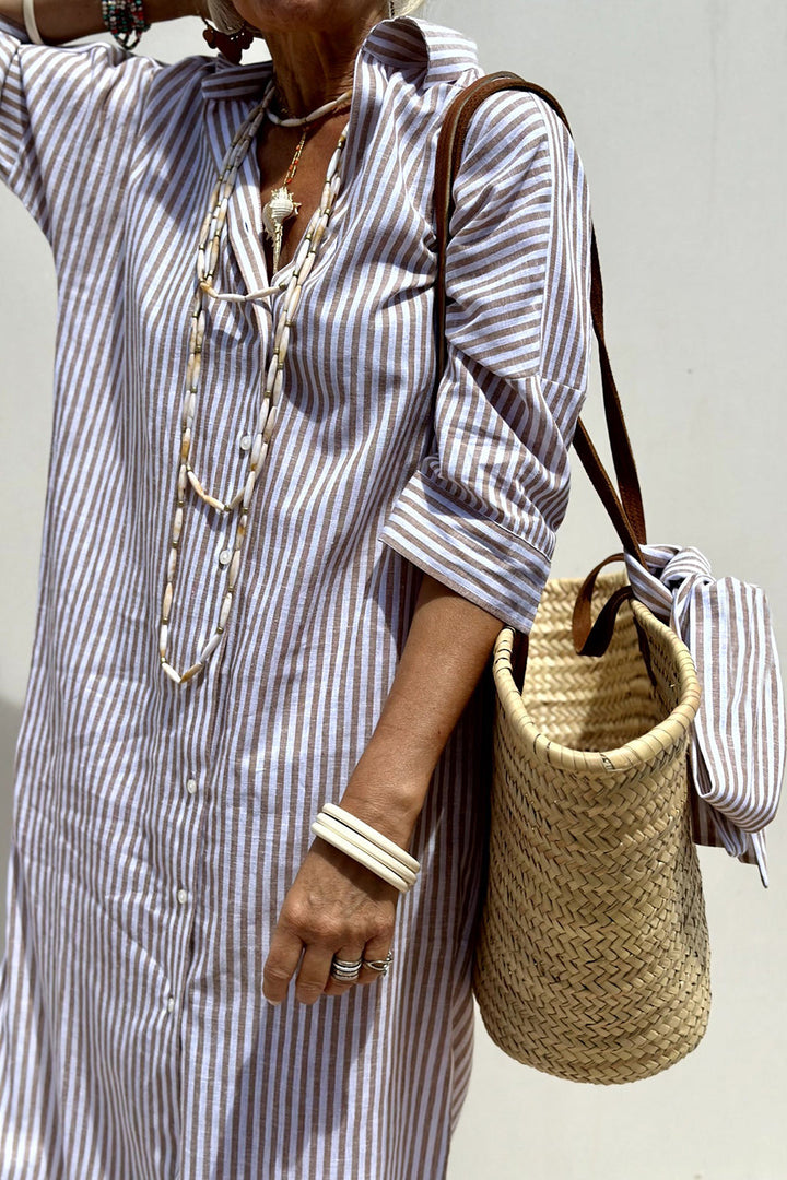 Sophia - Timeless Striped Shirt Dress with Elegant Comfort