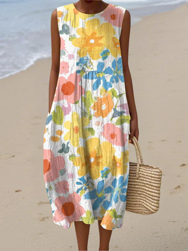 ELLA - Pastel Floral Midi Dress