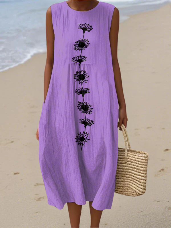 EMMA - Purple Floral Midi Dress