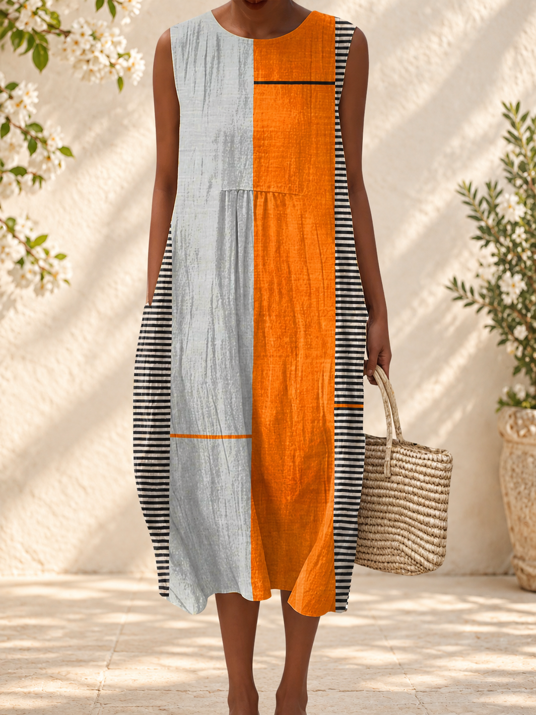 MAY - Colour Block Midi Dress — spring setting