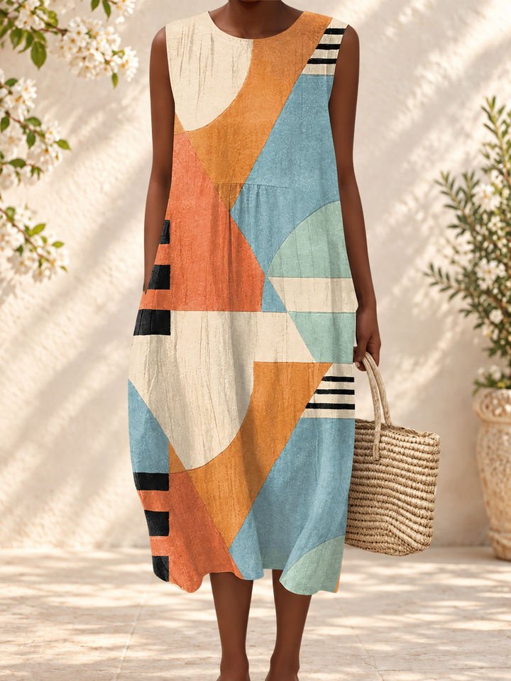IRIS - Geometric Midi Dress — spring setting