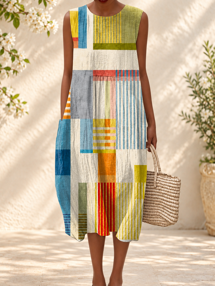 EVE - Geometric Midi Dress — spring setting