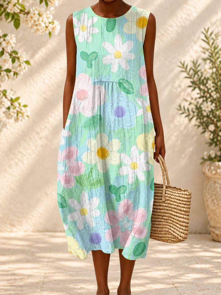 ERIN - Pastel Floral Midi Dress — spring setting