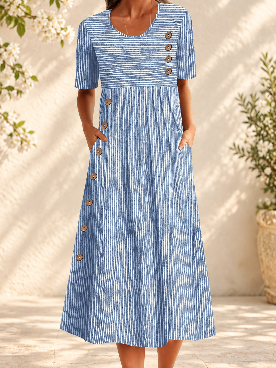 Sofia™ - Striped Summer Dress — spring setting
