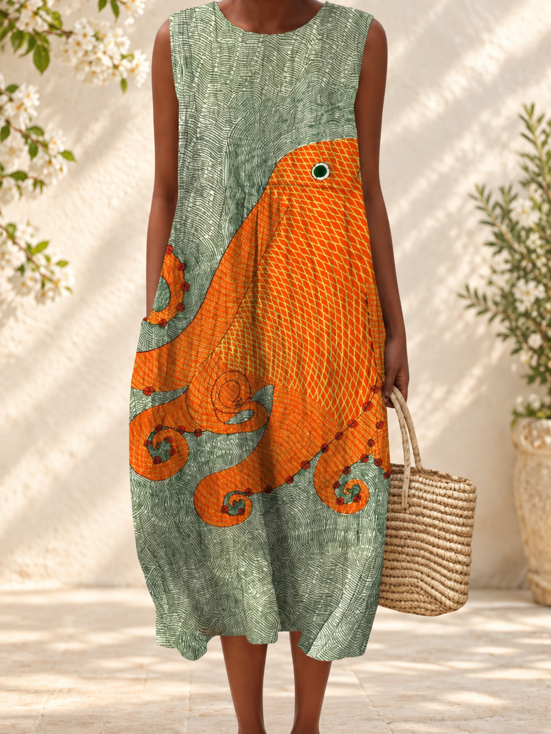 TESS - Ocean-Inspired Midi Dress — spring setting