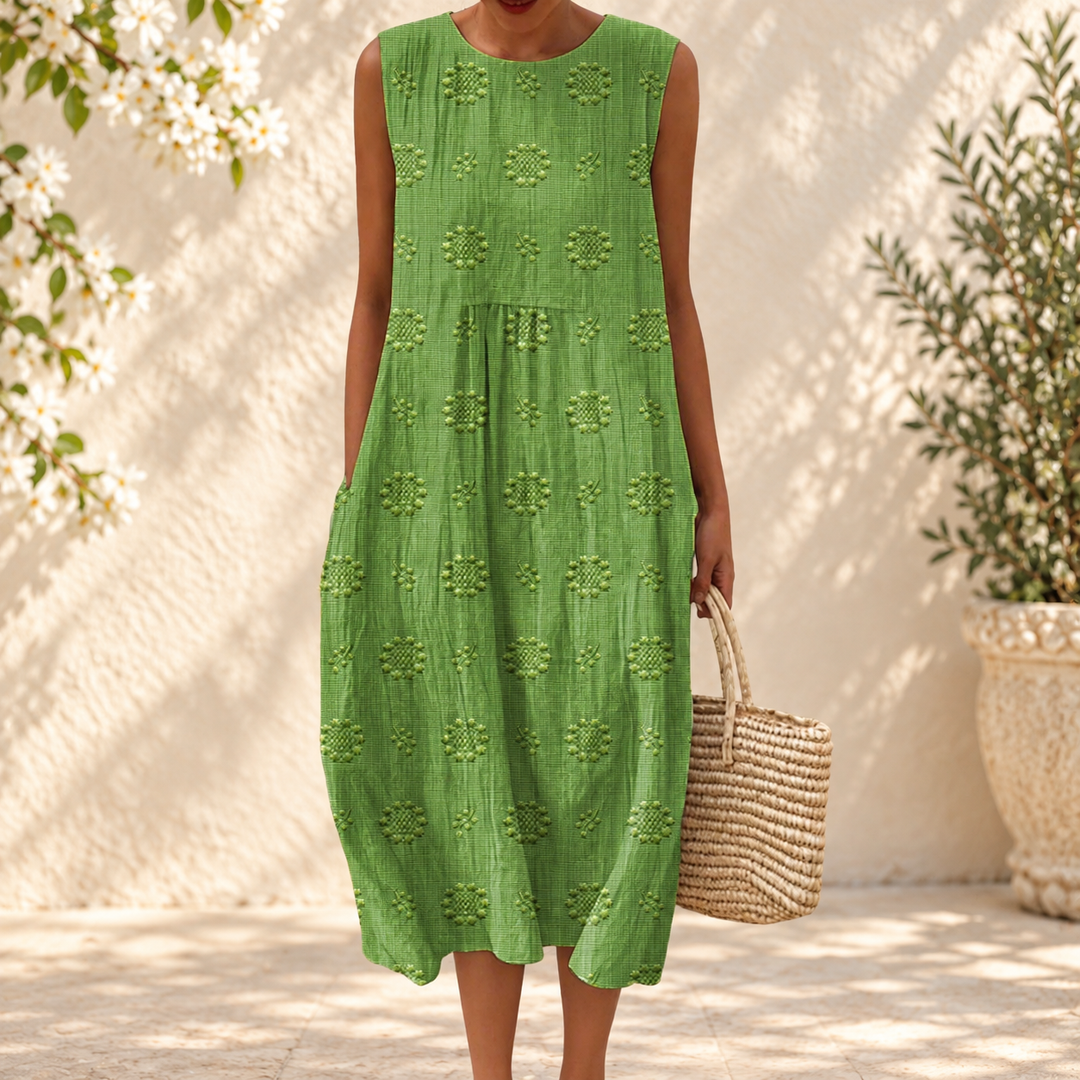 Aikaterini – Elegant sleeveless dress with pockets — spring setting