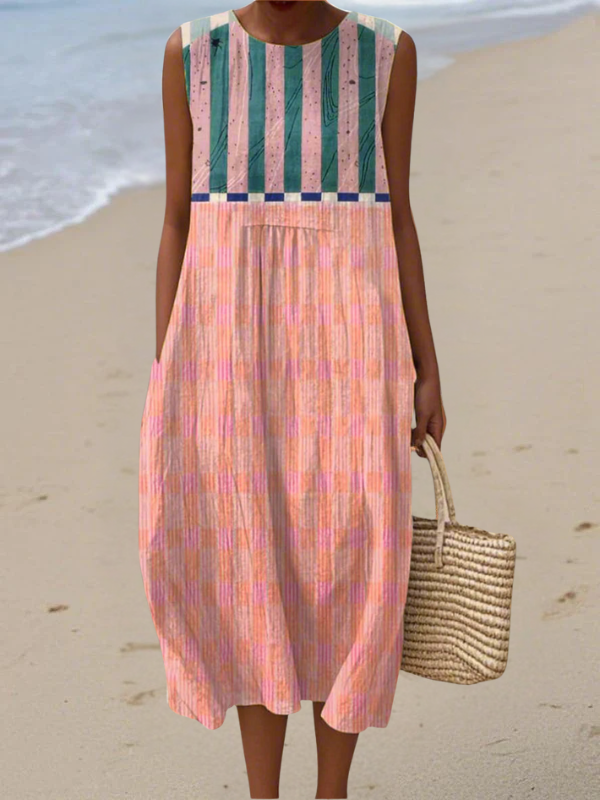 LILY - Pastel Striped Midi Dress