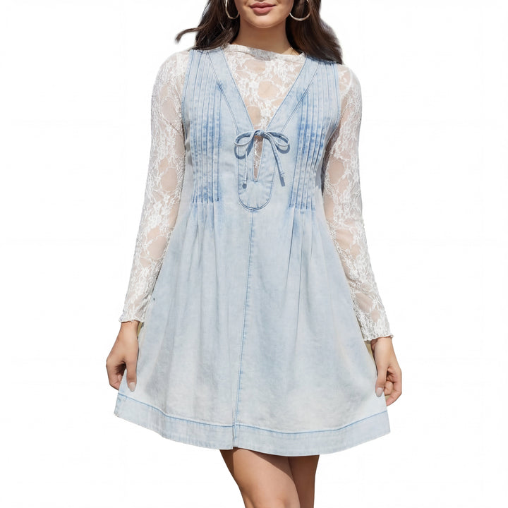 ANNE™ – Oversized Vintage Style Sleeveless V Neck Mini Dress