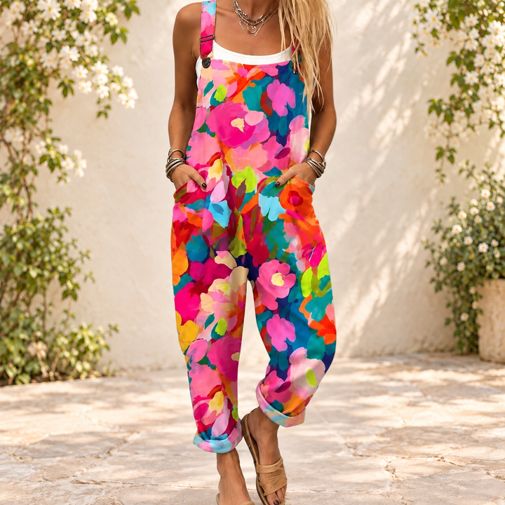 Heidi – Colorful Floral Overalls – Overalls spring courtyard