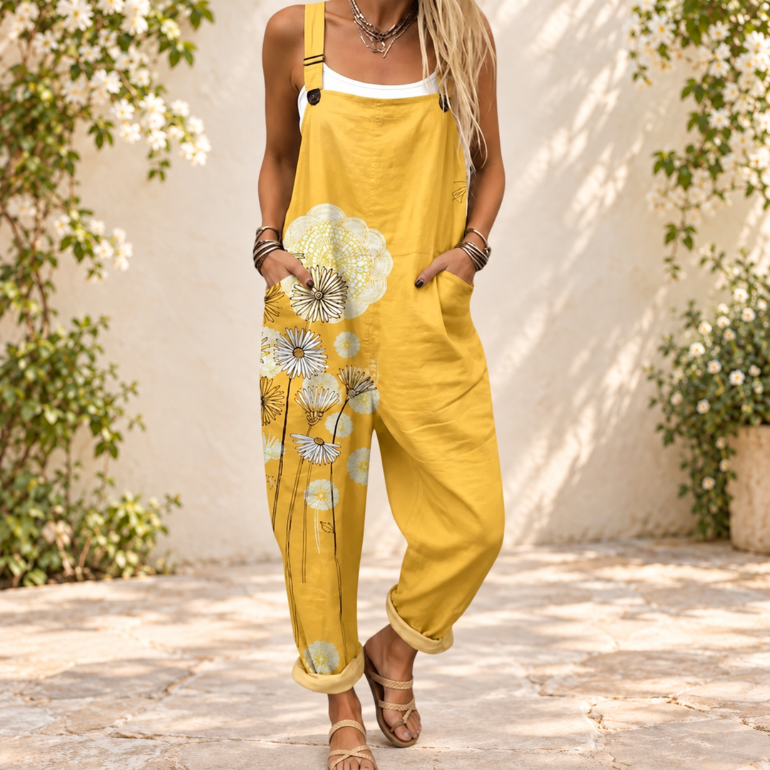 Sadie – Golden Flower Overalls – Overalls spring courtyard