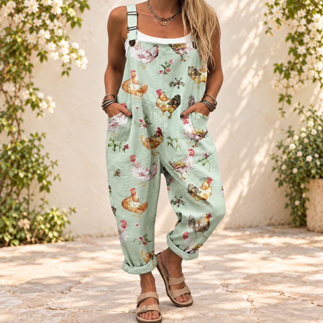Morgan – Pastel Chicken Overall – Overalls spring courtyard